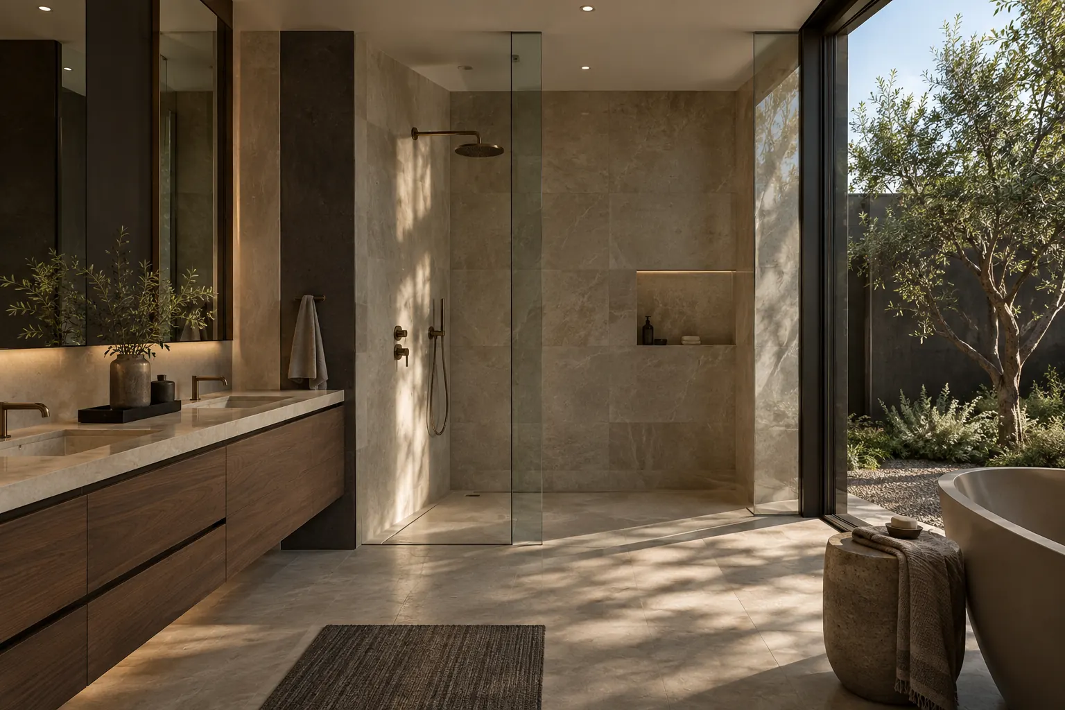 A clearer view through the room. Bathroom design concept.